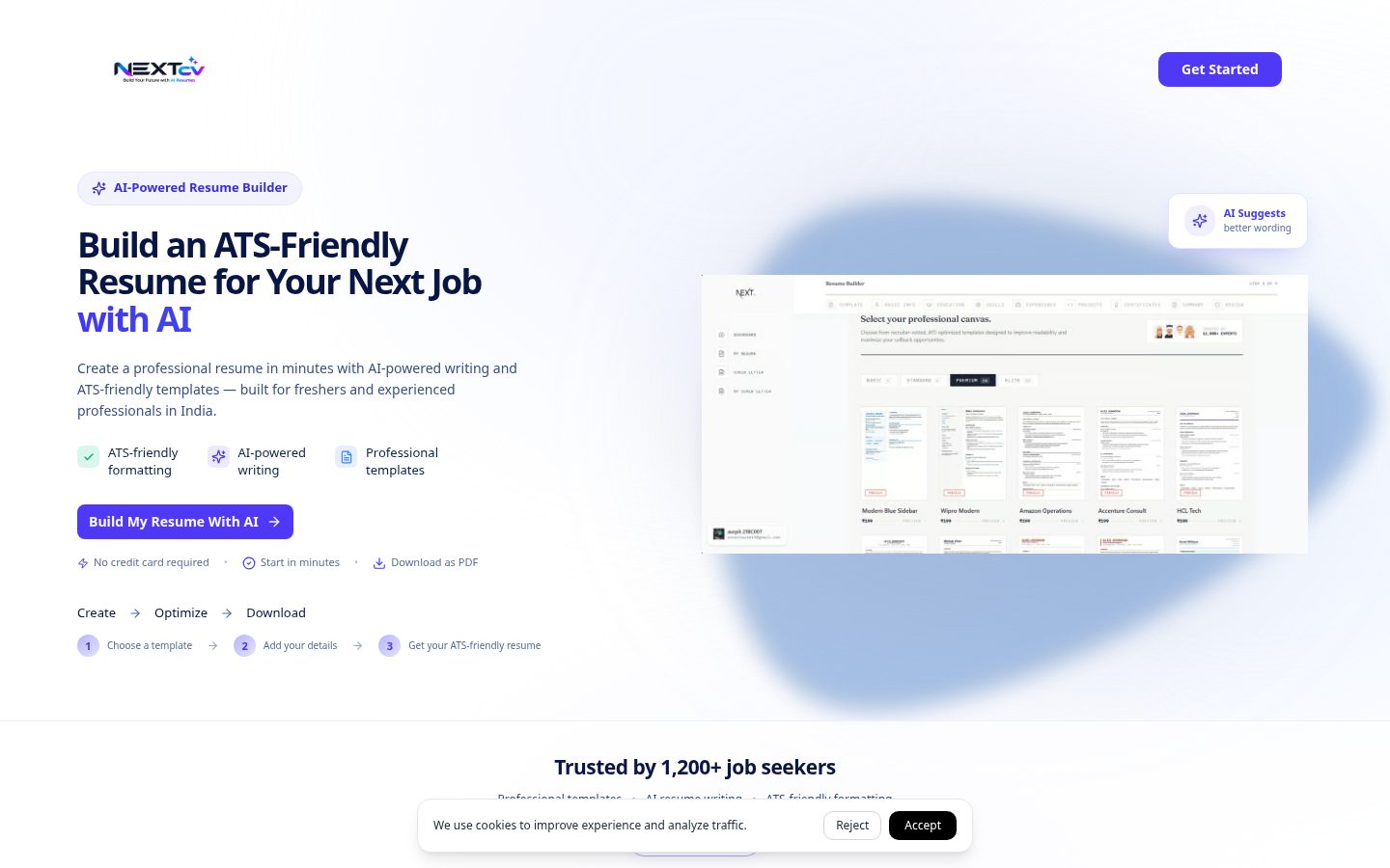 NextCV Homepage
