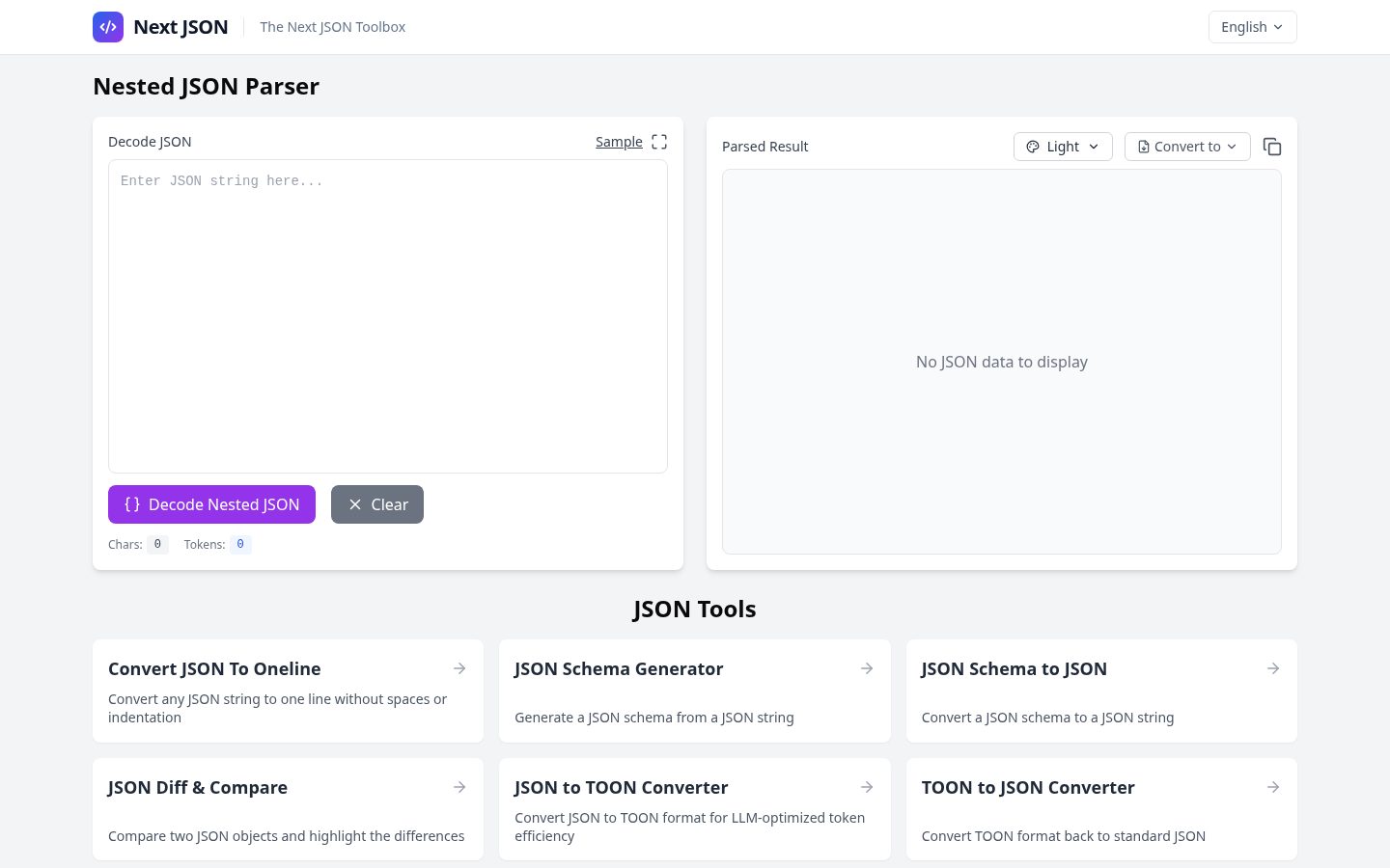 NextJSON Homepage