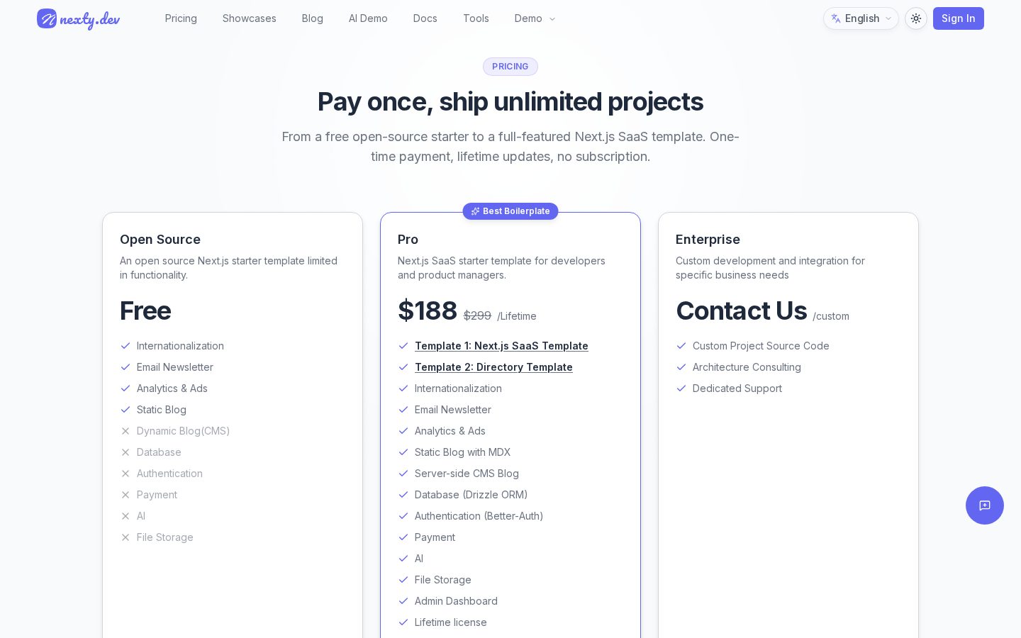 Nexty.dev Pricing
