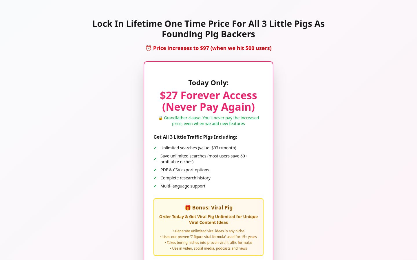 Niche Pig Pricing