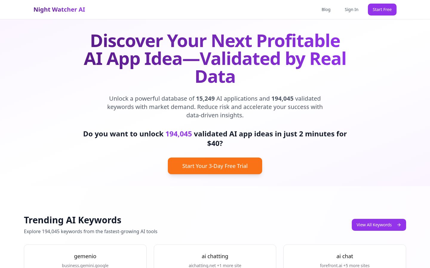 Night Watcher AI Homepage