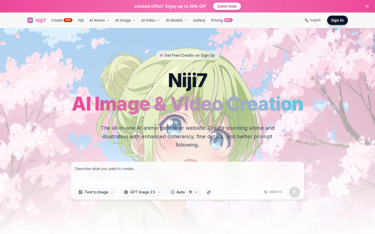 Niji V7 Homepage