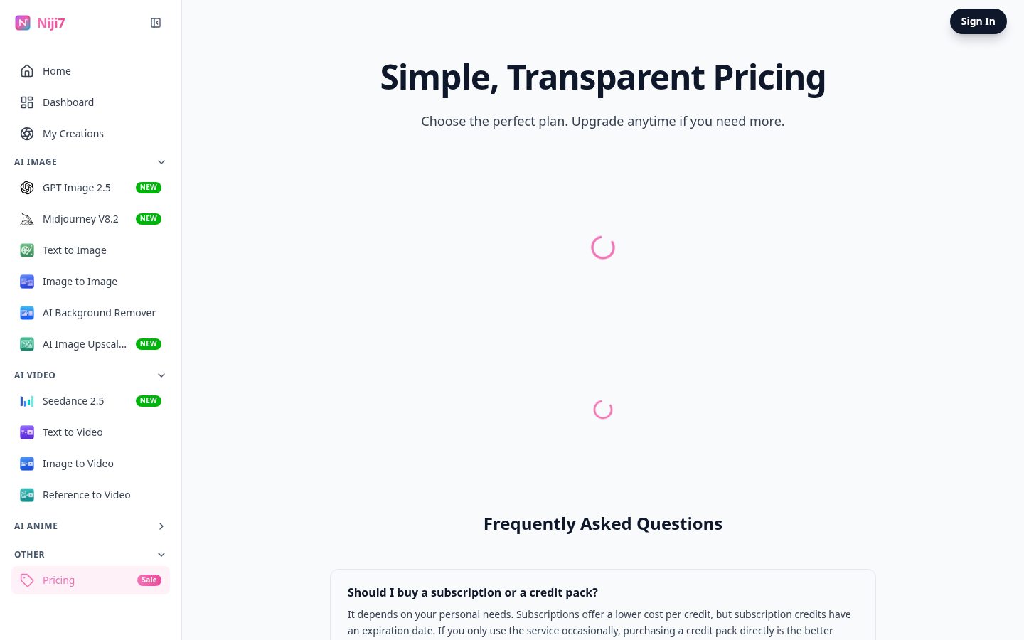 Niji V7 Pricing