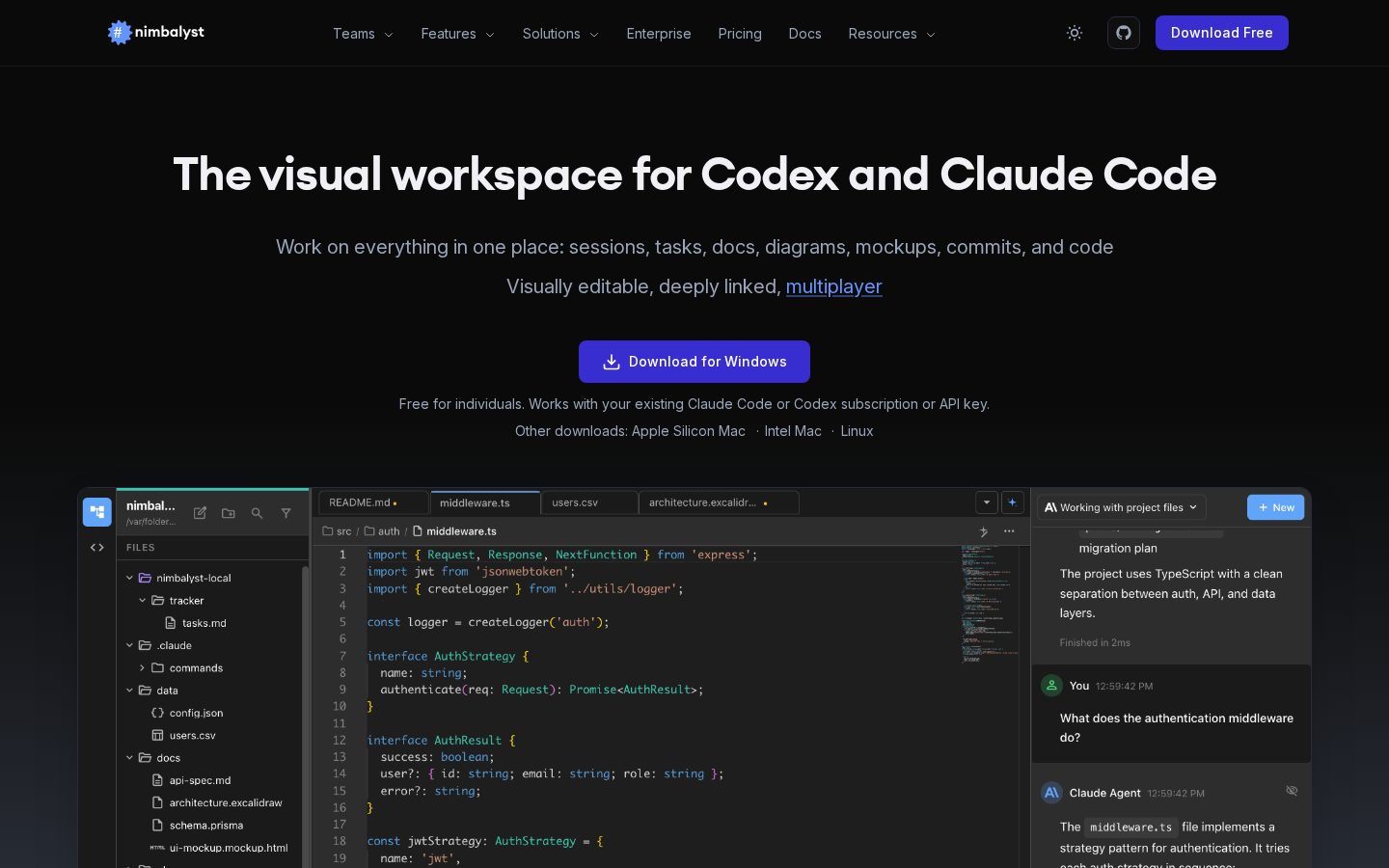 Nimbalyst Homepage