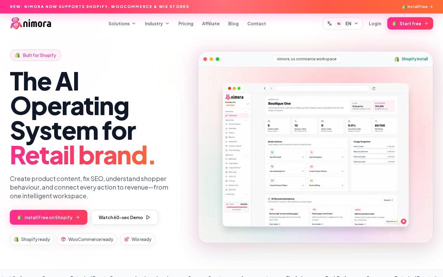 nimora Homepage