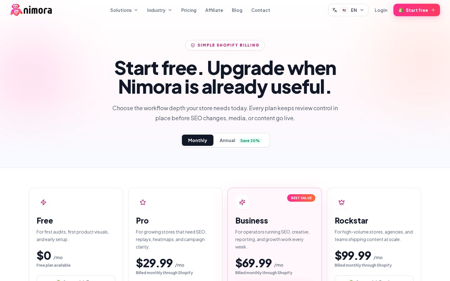 nimora Pricing