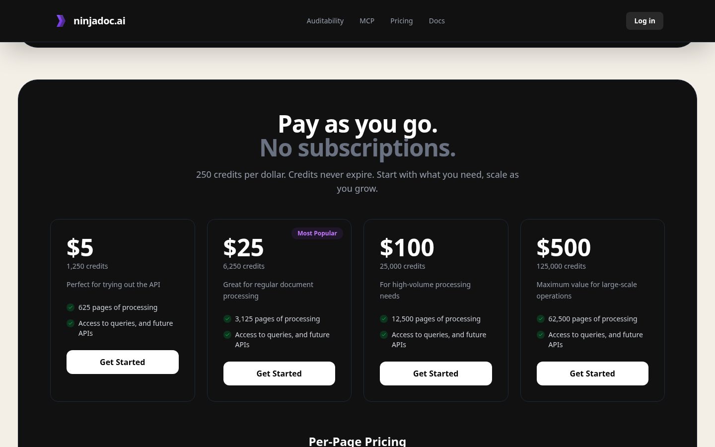 NinjaDoc Ai Pricing