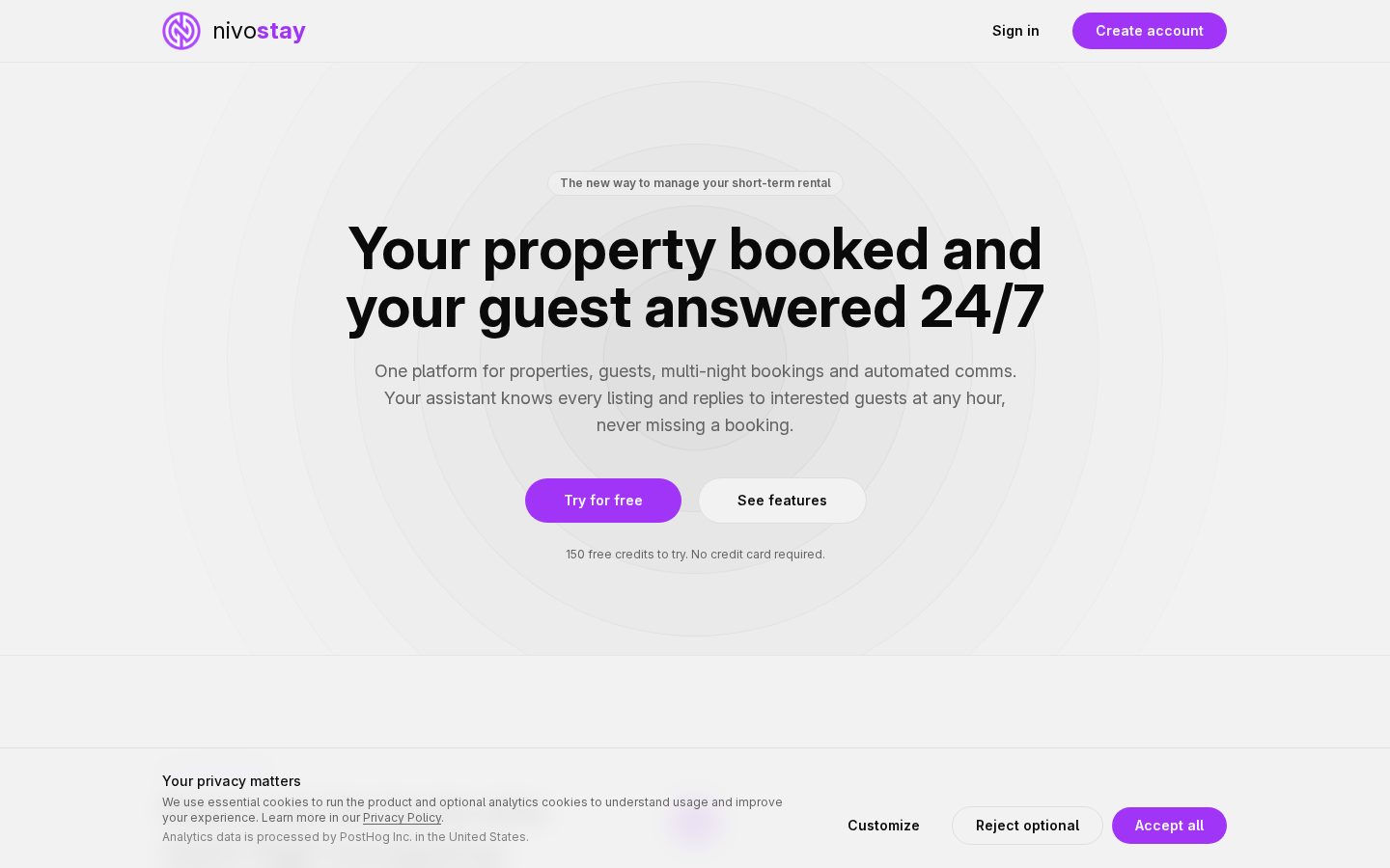 NivoStay Homepage