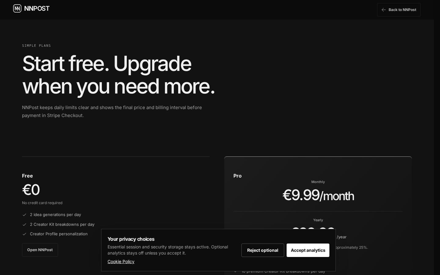 NNPost Pricing