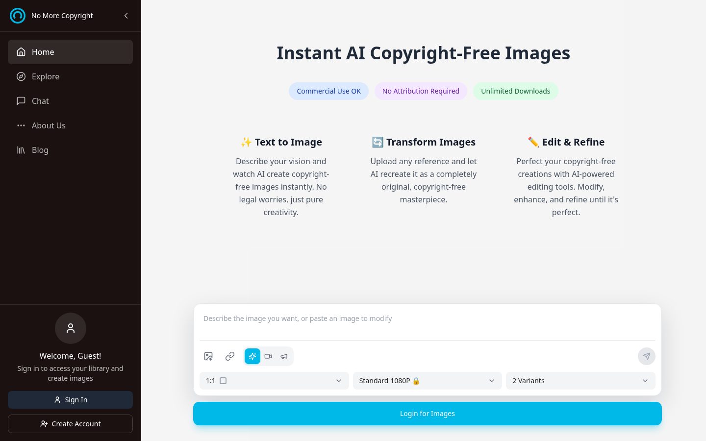 No More Copyright Homepage