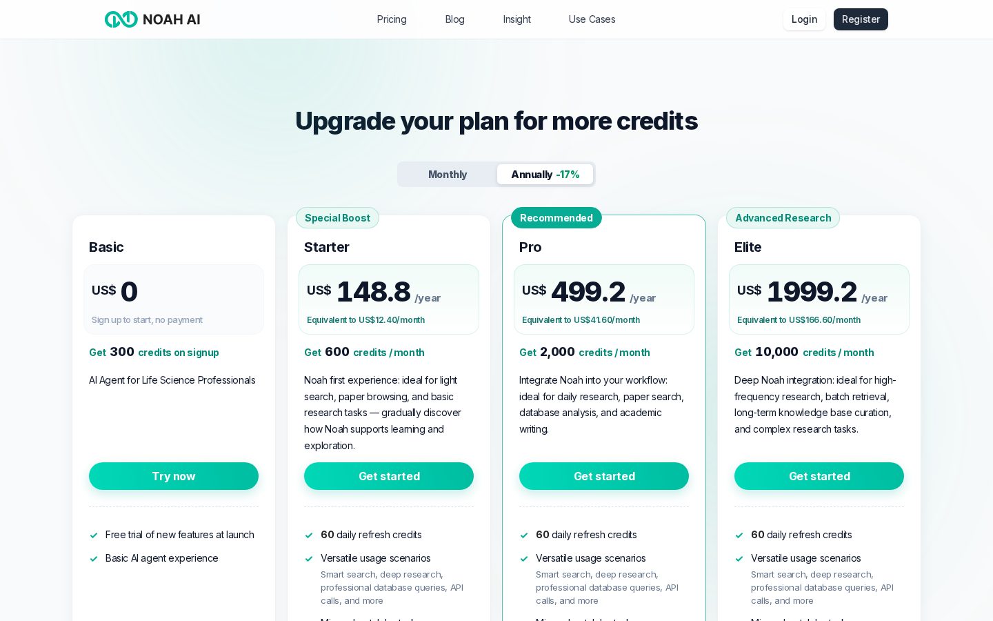Noah AI Pricing