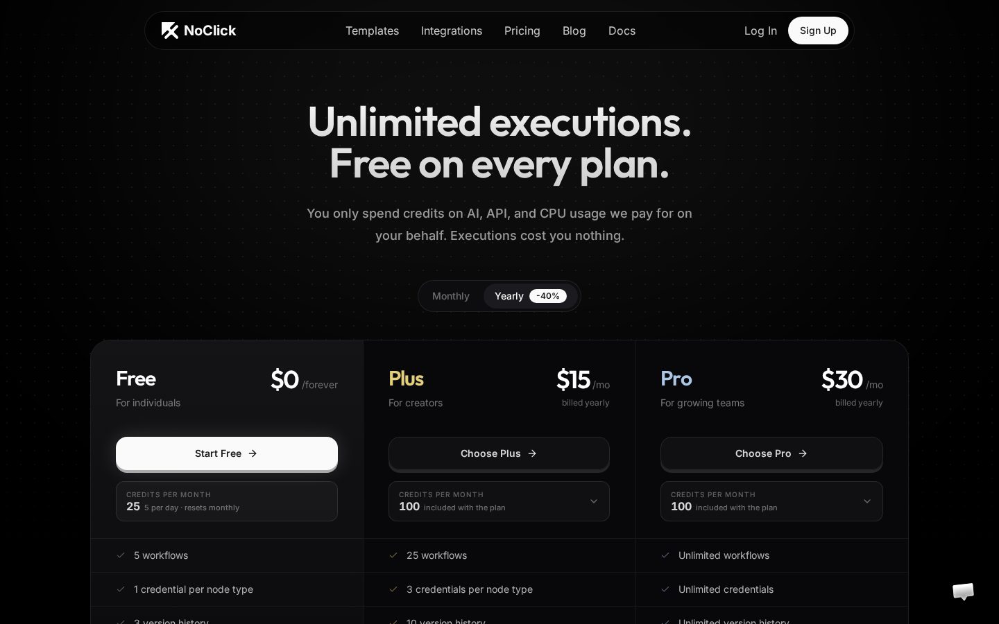 NoClick Pricing