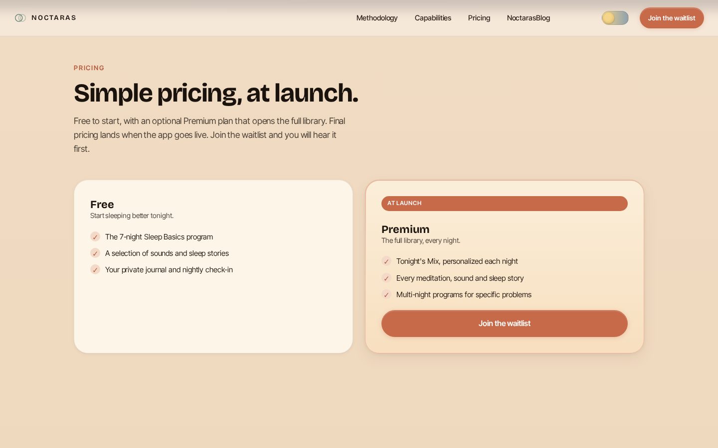 Noctaras Pricing