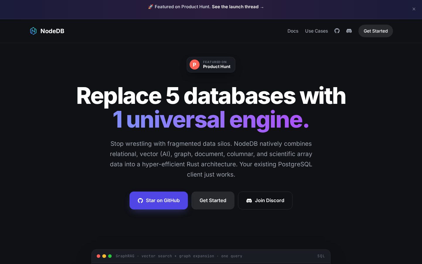 NodeDB Homepage