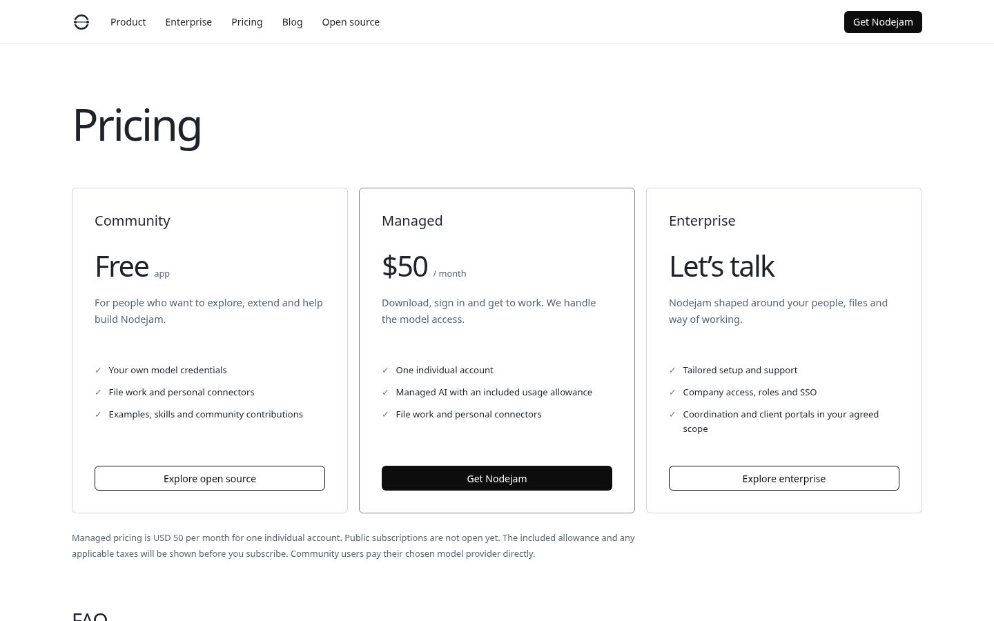 Nodejam Pricing