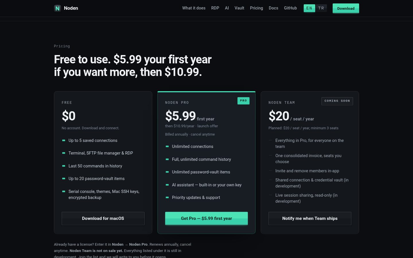 Noden Pricing