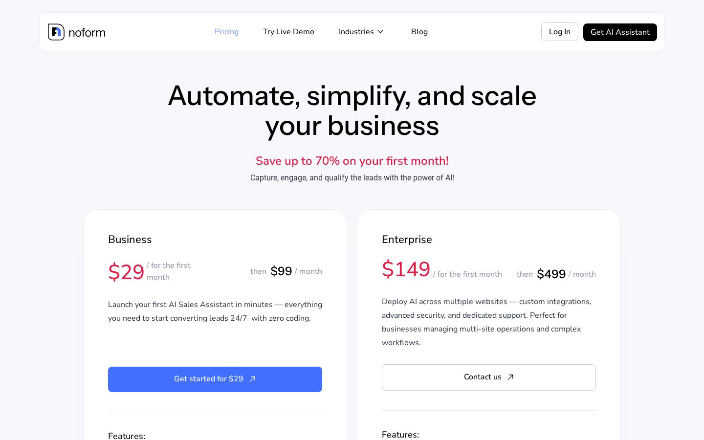 NoForm AI Pricing