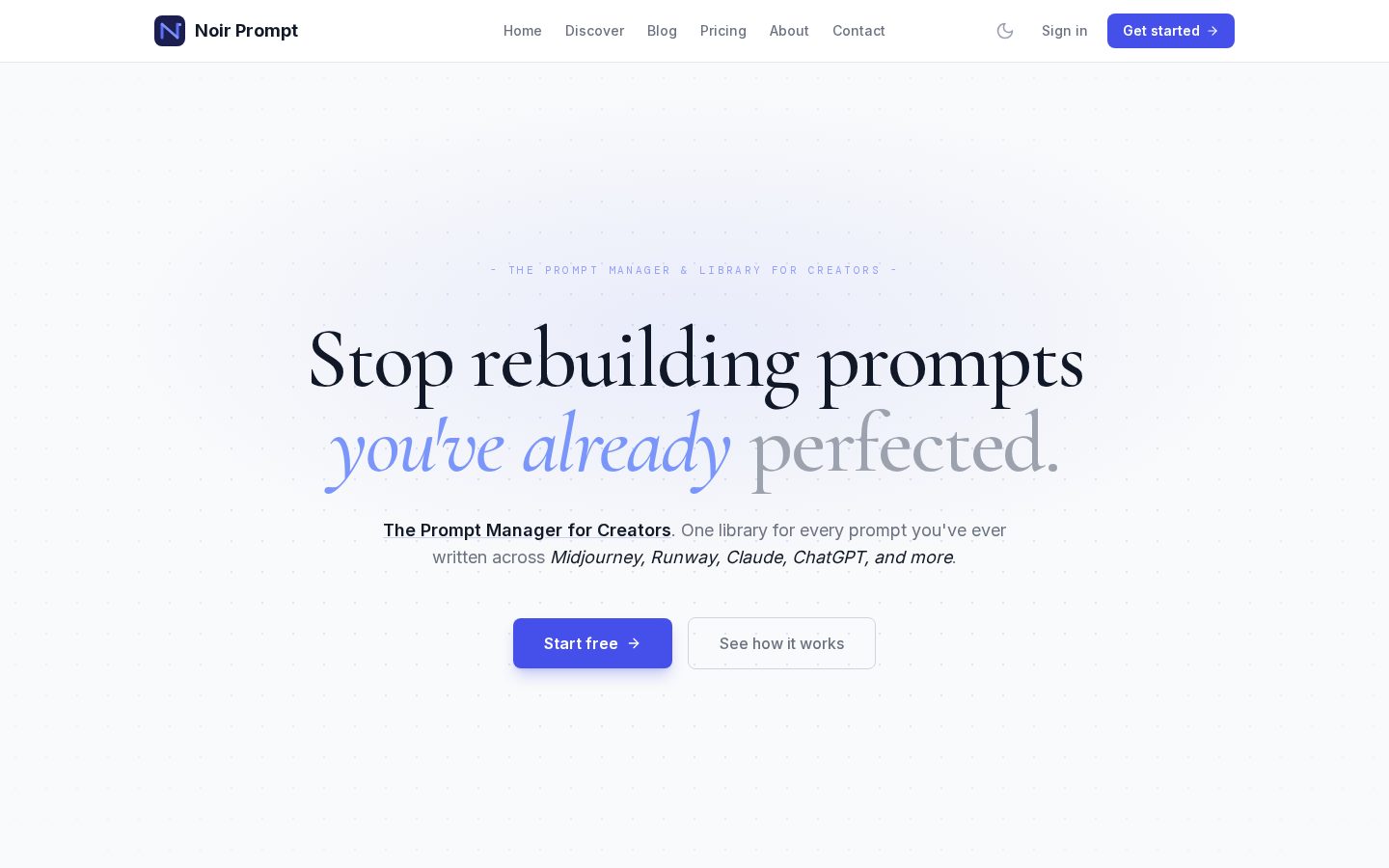 Noir Prompt Homepage