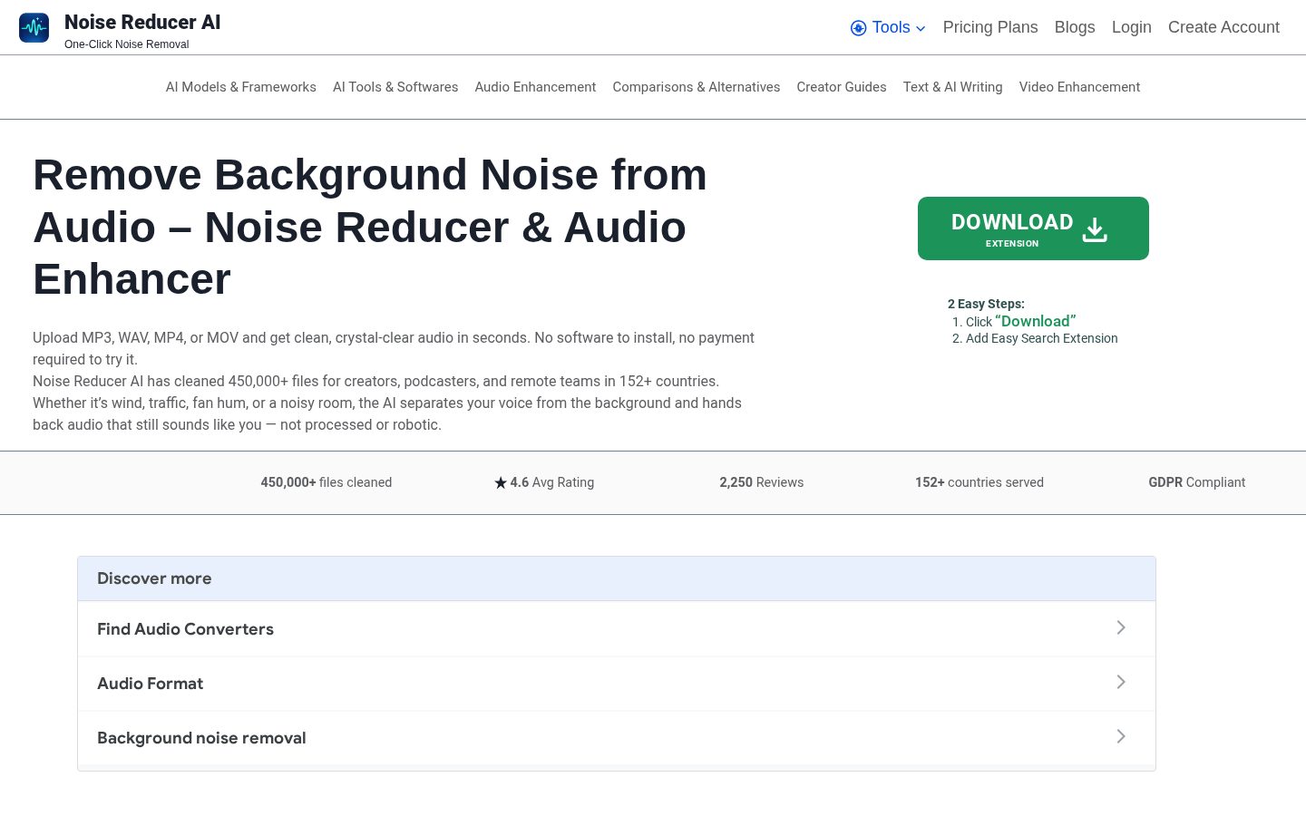 Noise Reducer AI Homepage