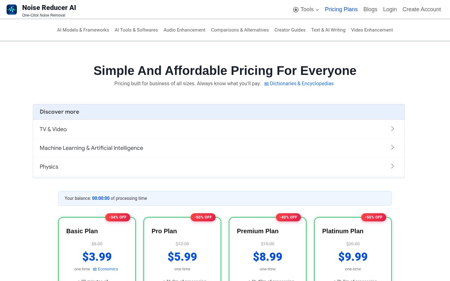 Noise Reducer AI Pricing