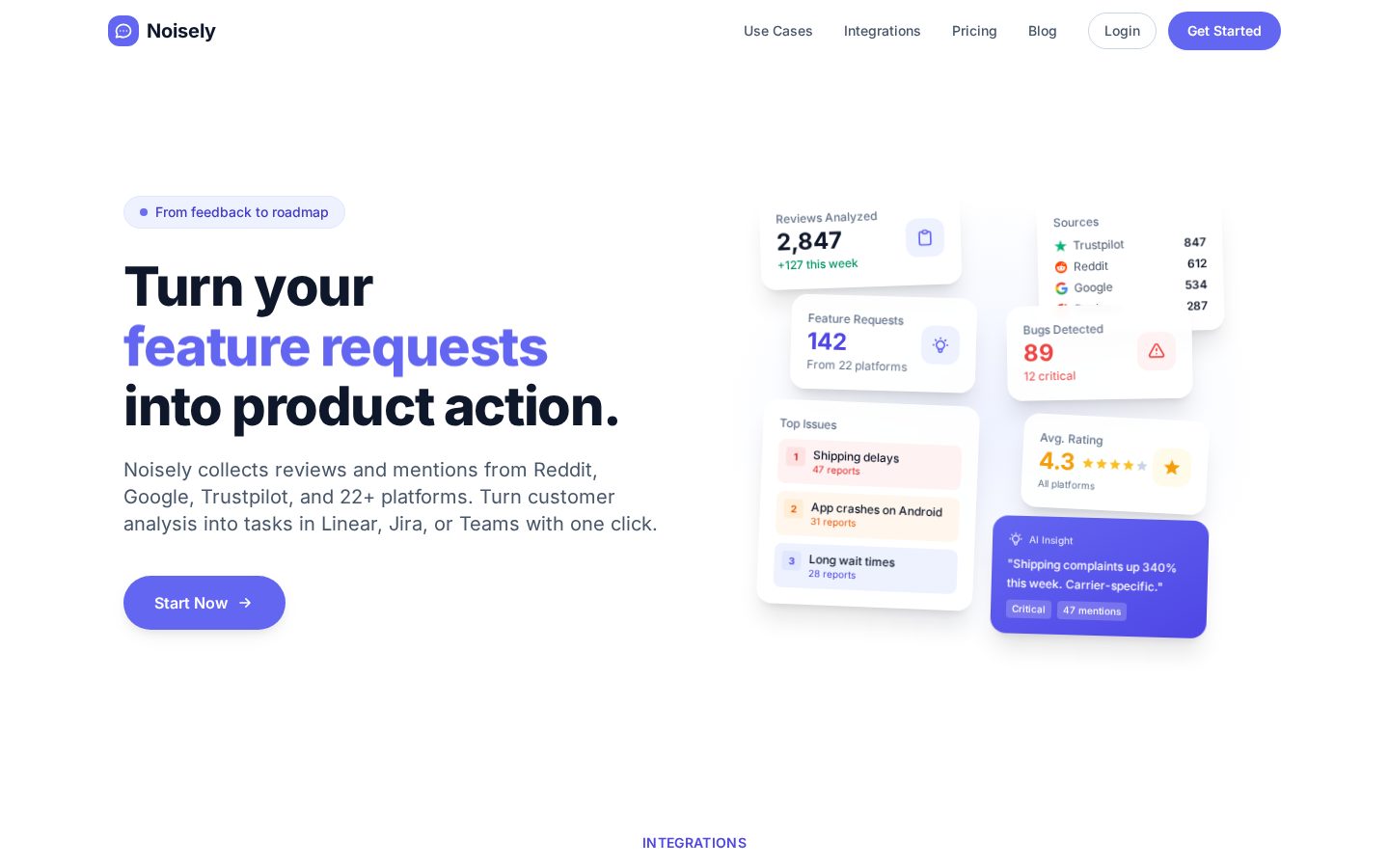 Noisely Homepage