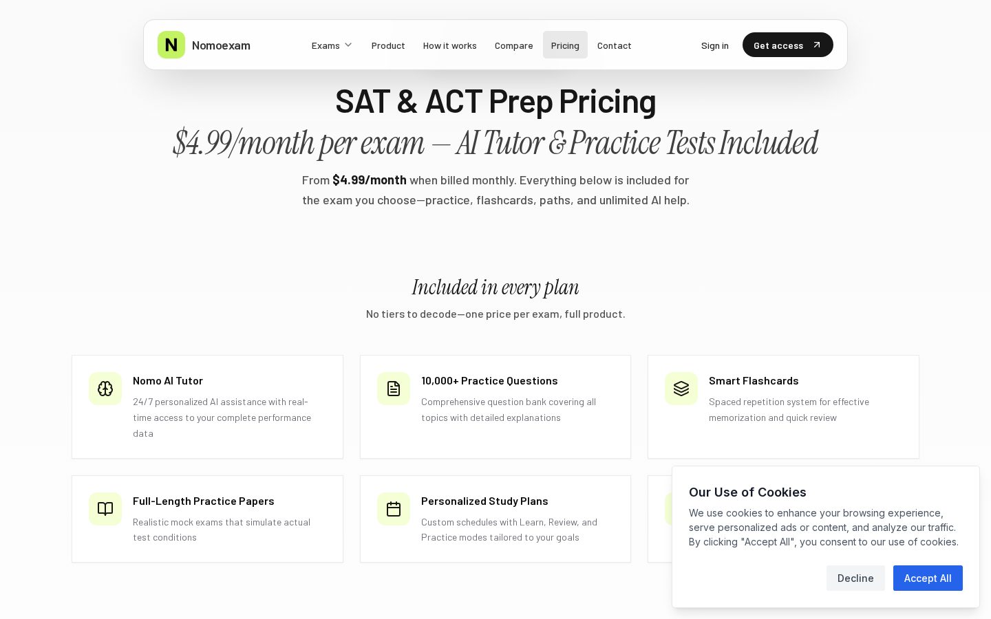 NomoExam Pricing
