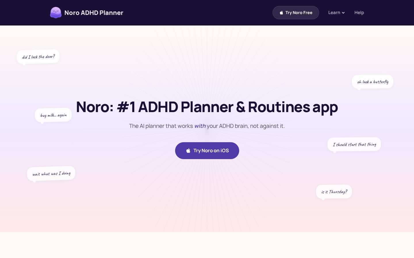 Noro ADHD Planner Homepage