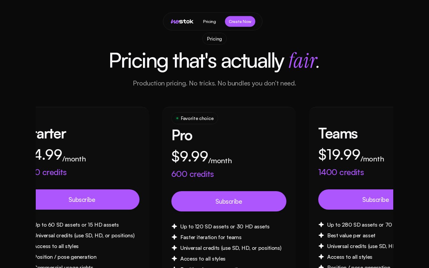 Nostok Pricing