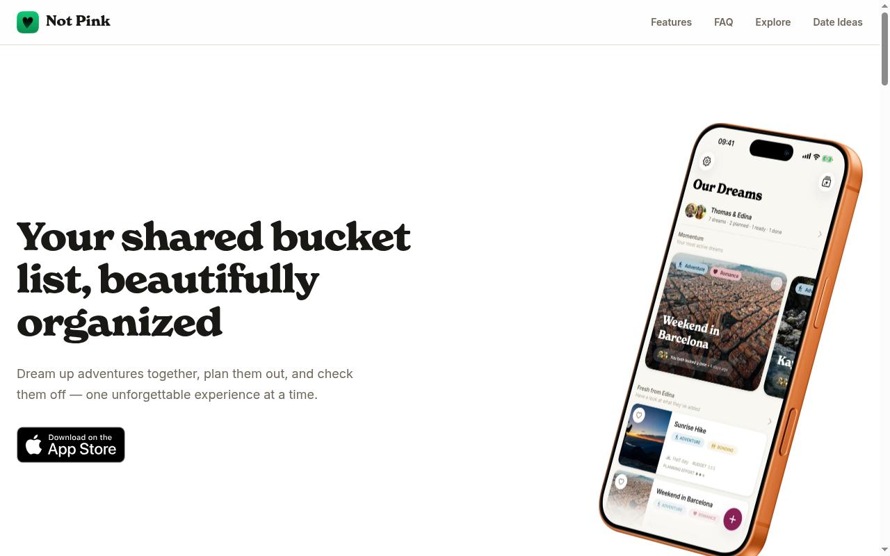Not Pink Homepage