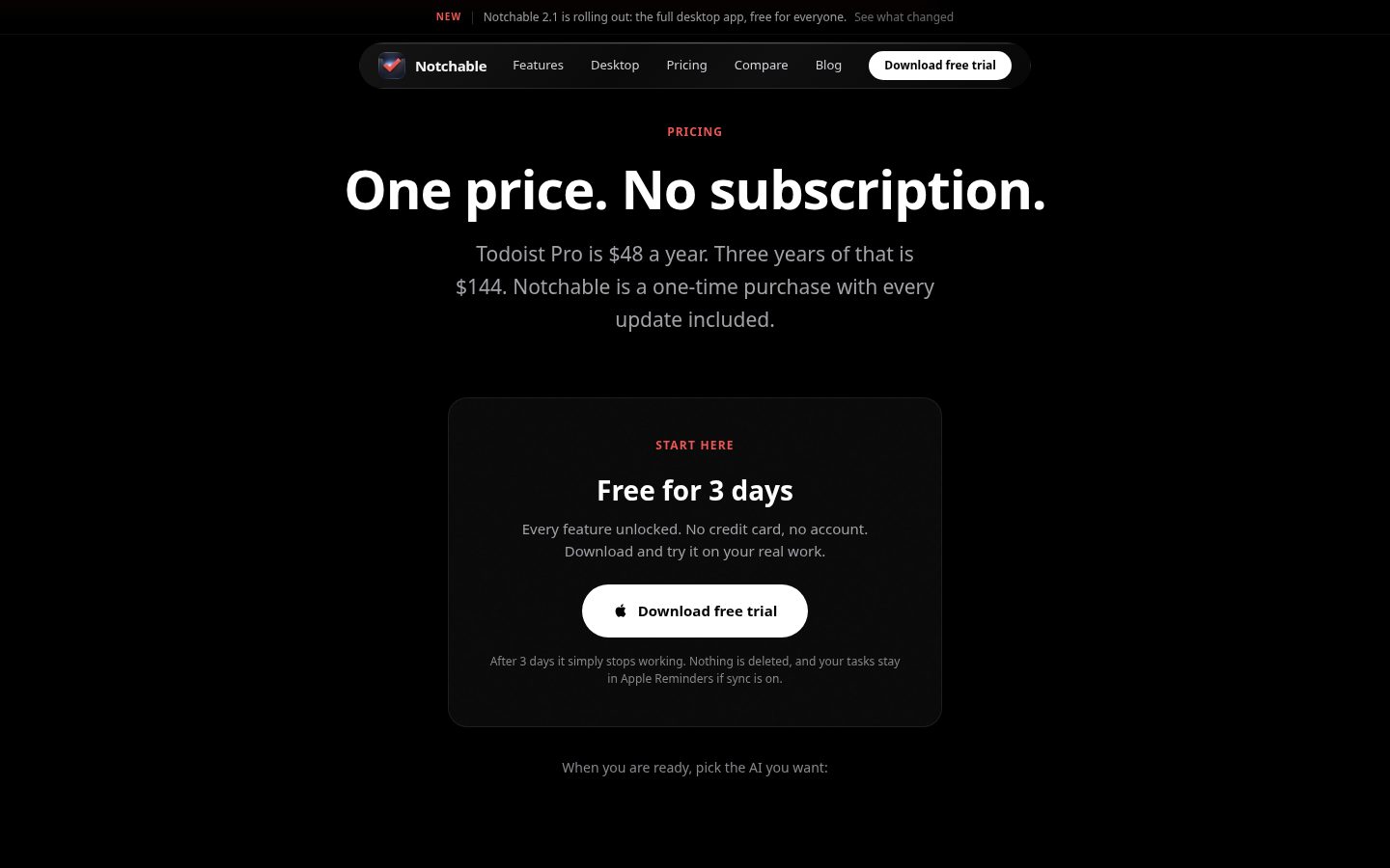 Notchable Pricing