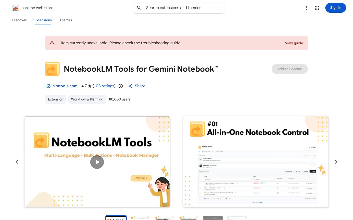 NotebookLM Tools Chrome Extension Homepage