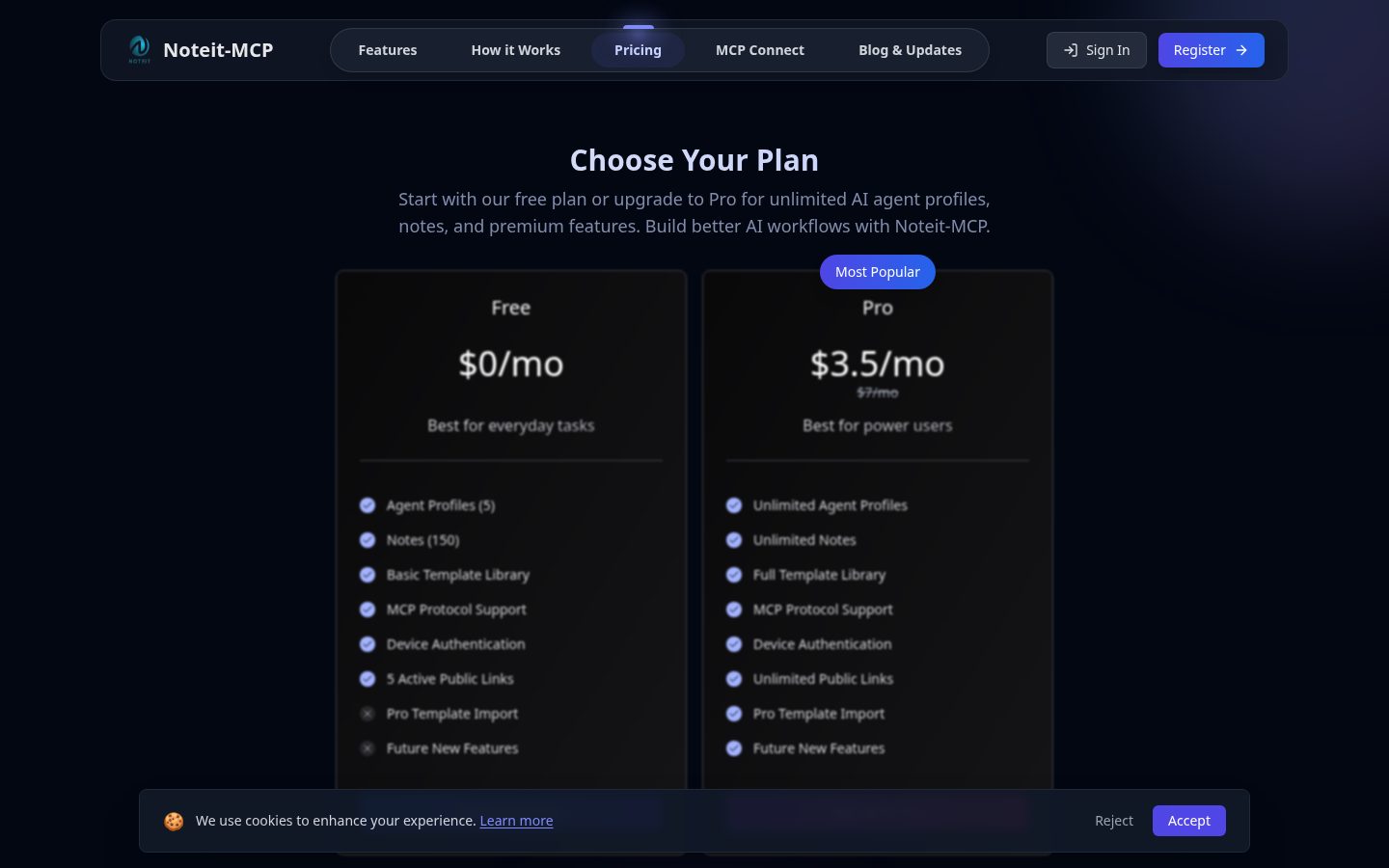 Noteit-MCP Pricing
