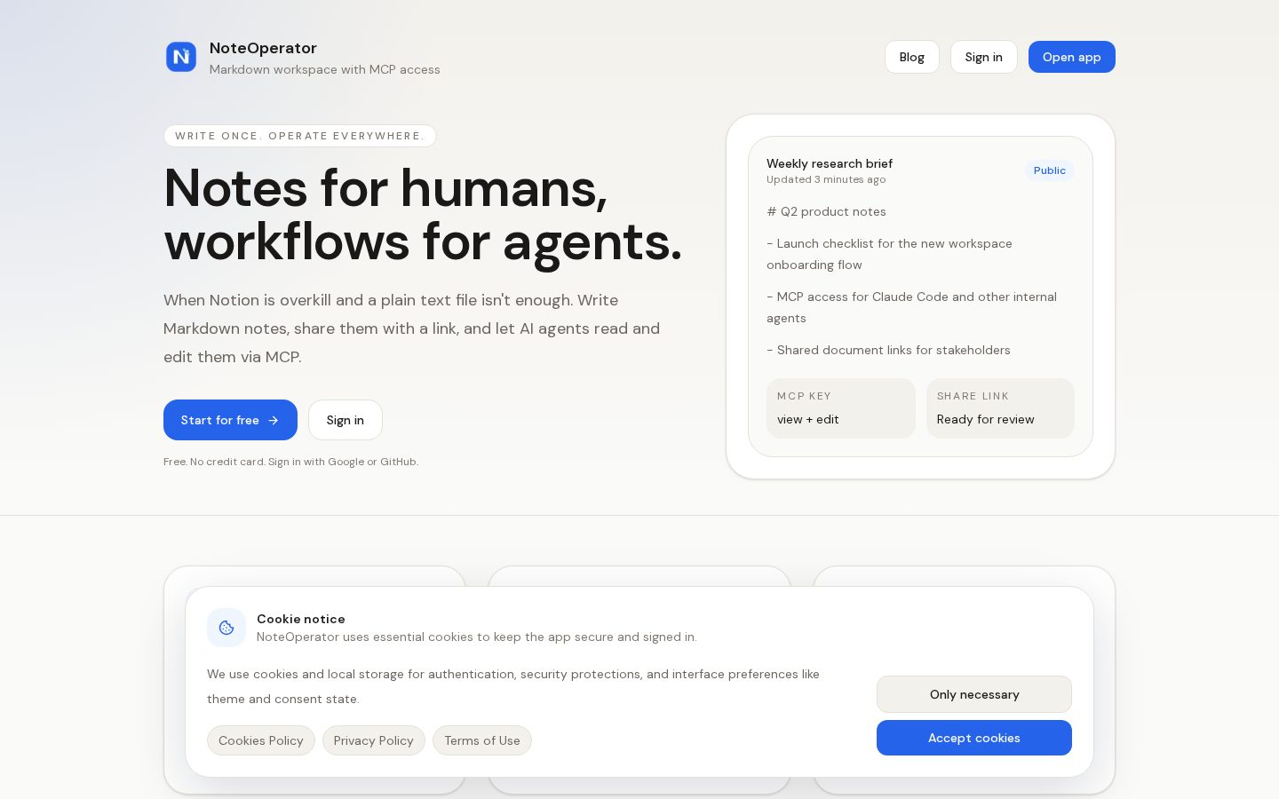 NoteOperator Homepage