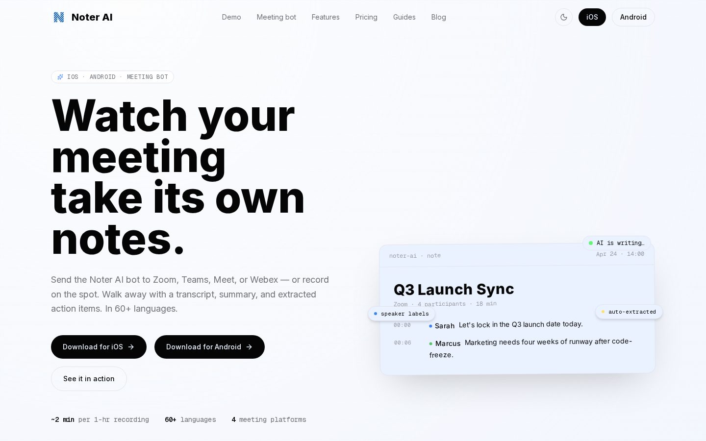 Noter AI Homepage