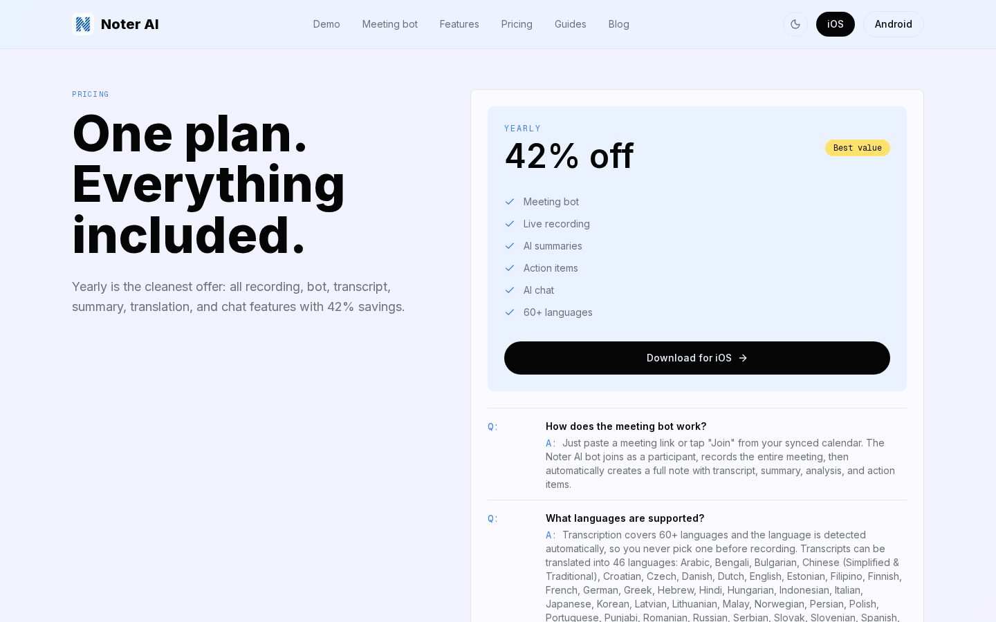 Noter AI Pricing