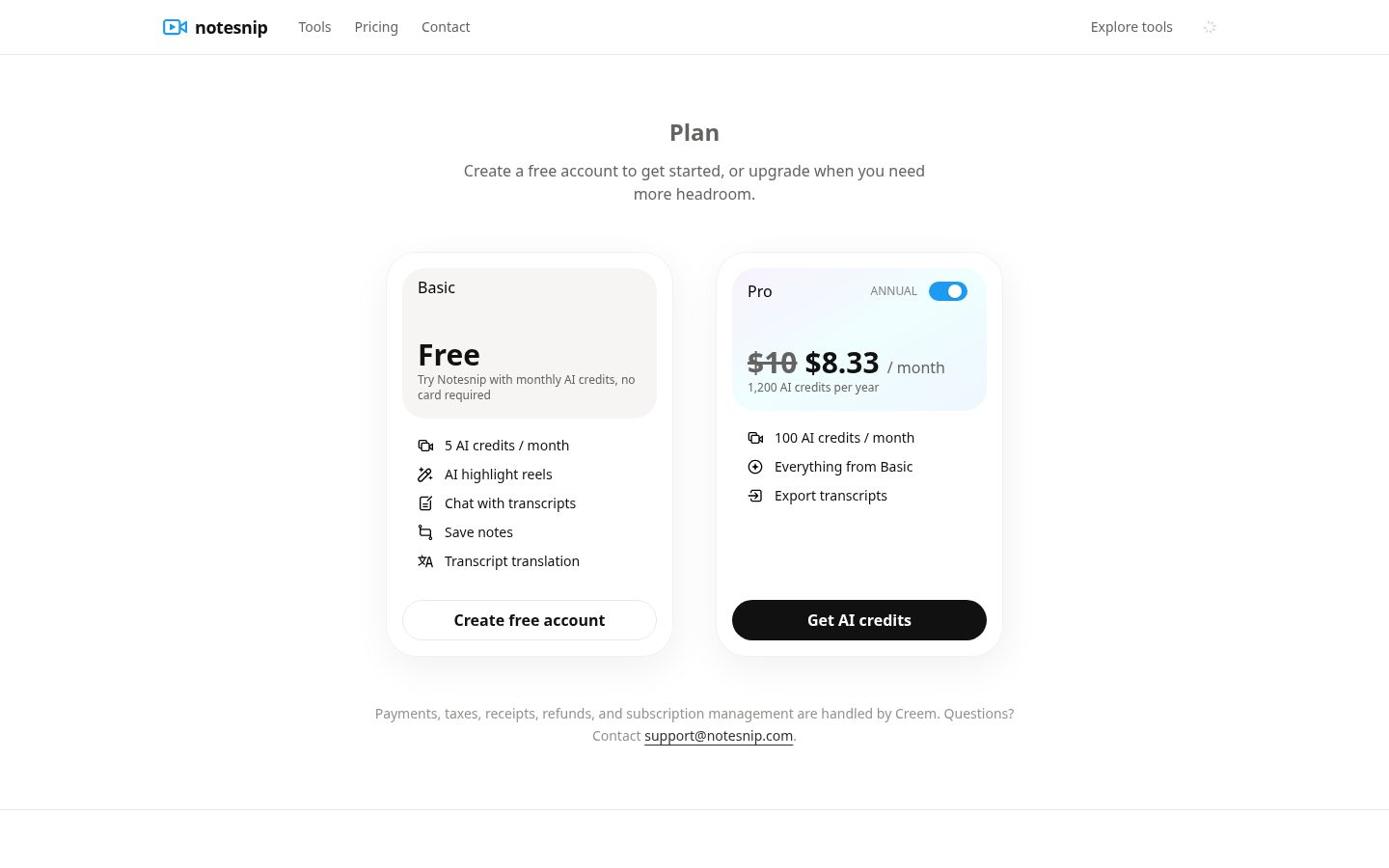 Notesnip Pricing