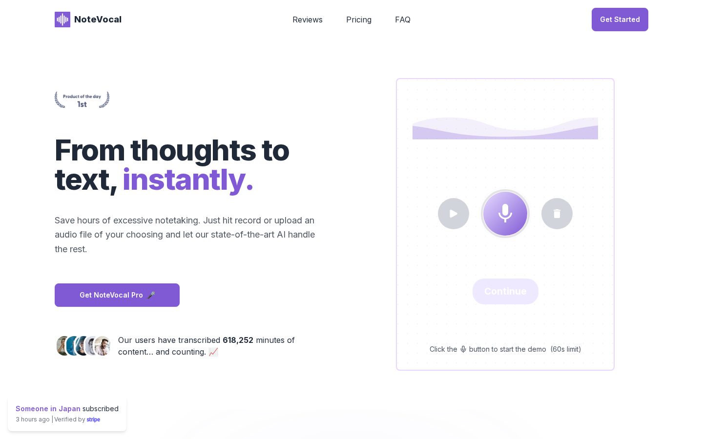 NoteVocal Homepage