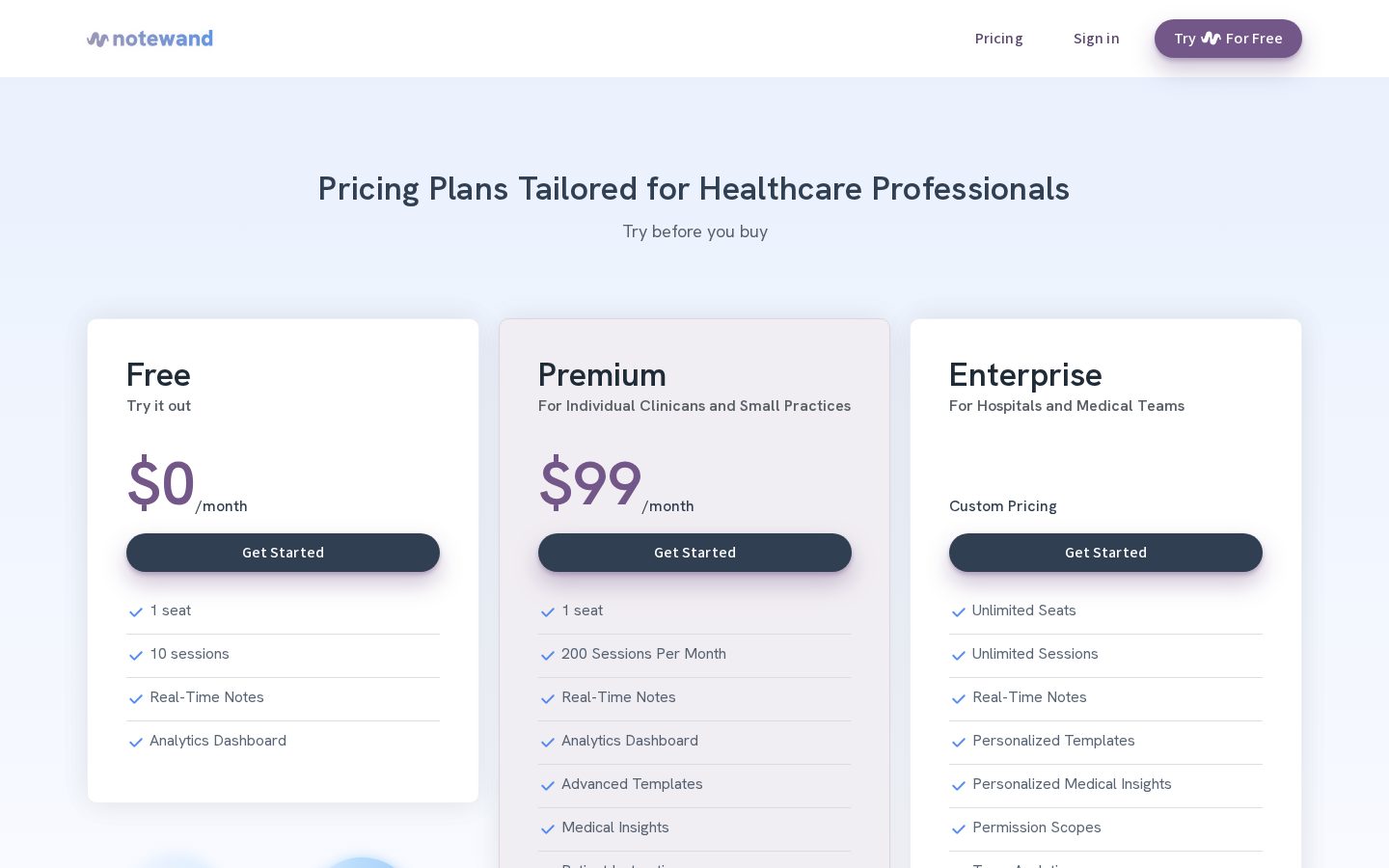 Notewand Pricing