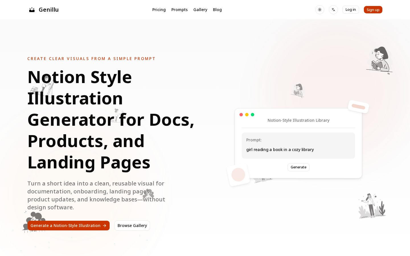 Notion style illustration generator Homepage