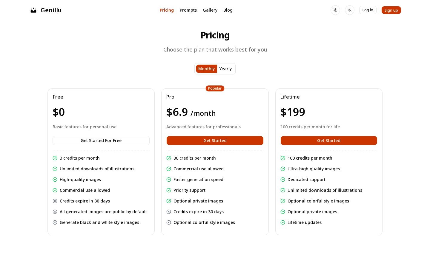 Notion style illustration generator Pricing