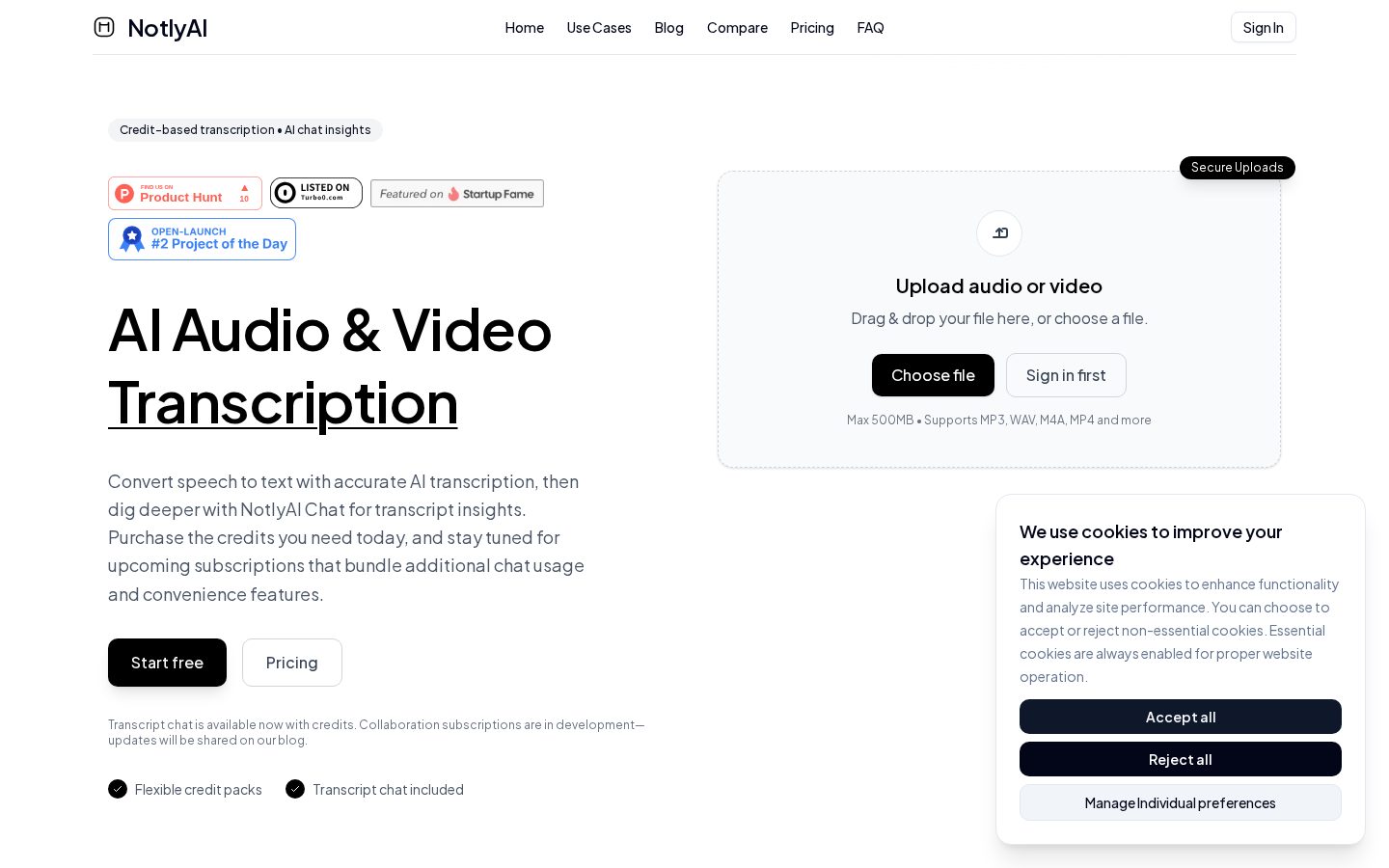 NotlyAI Homepage