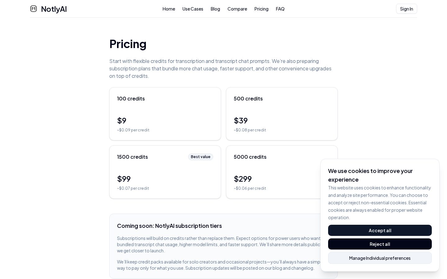 NotlyAI Pricing