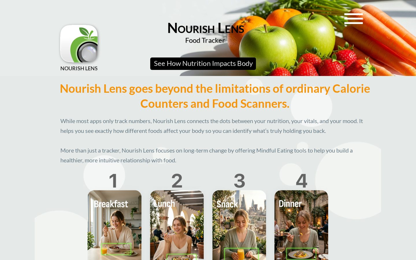 Nourish Lens - AI Nutritionist Homepage