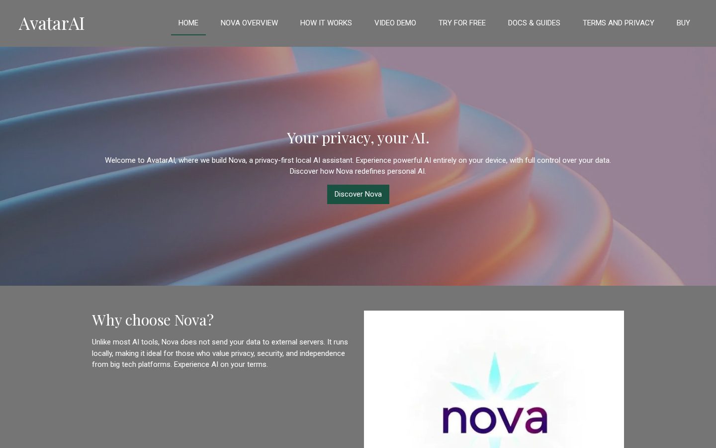 NovaAvatarAI Homepage