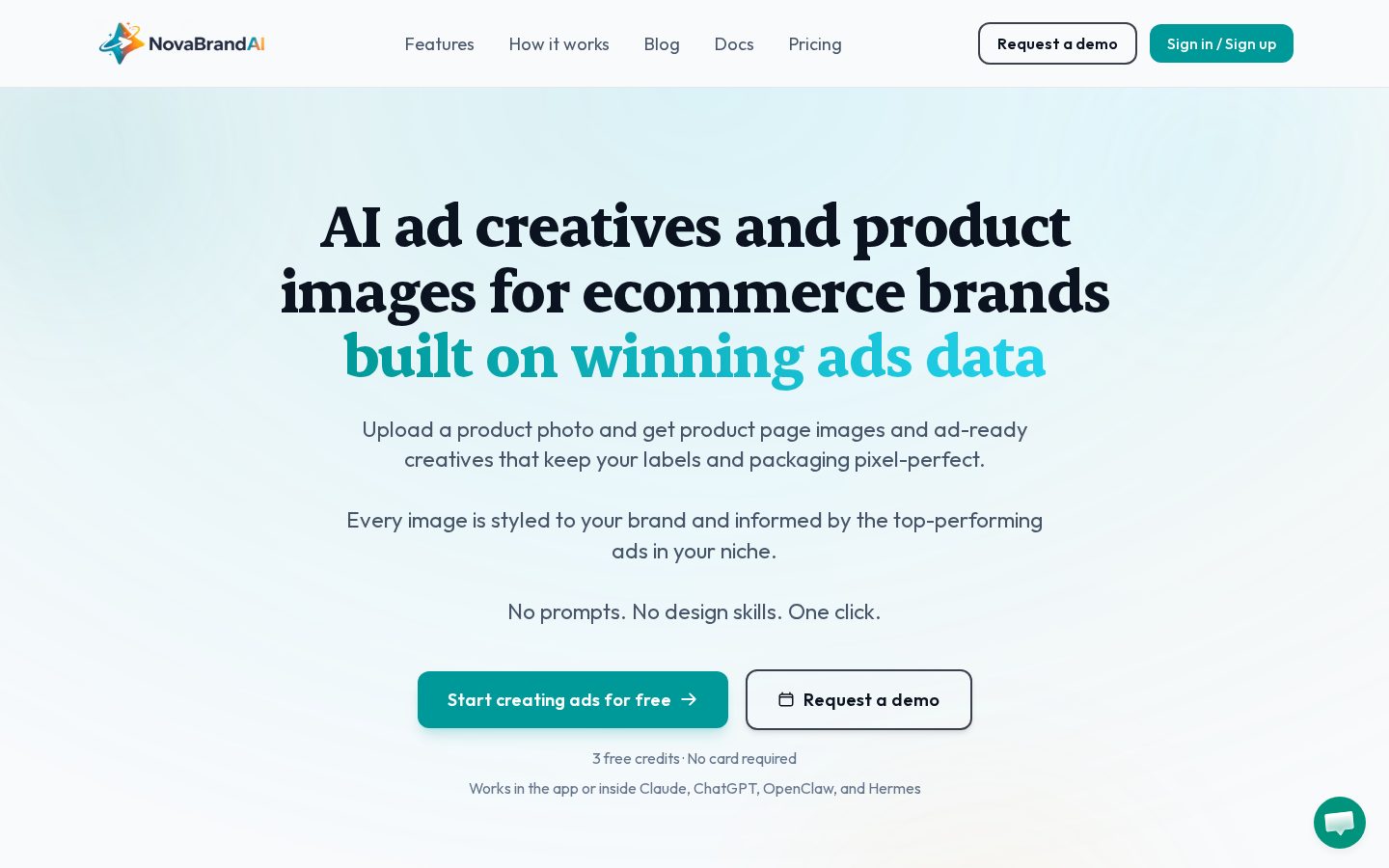 Novabrand AI Homepage