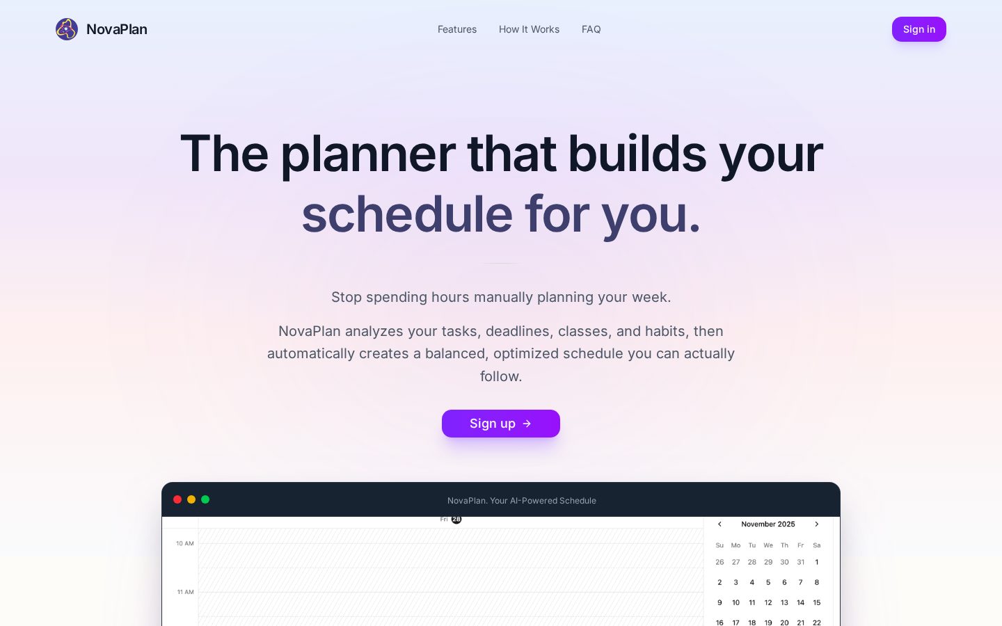 NovaPlan Homepage