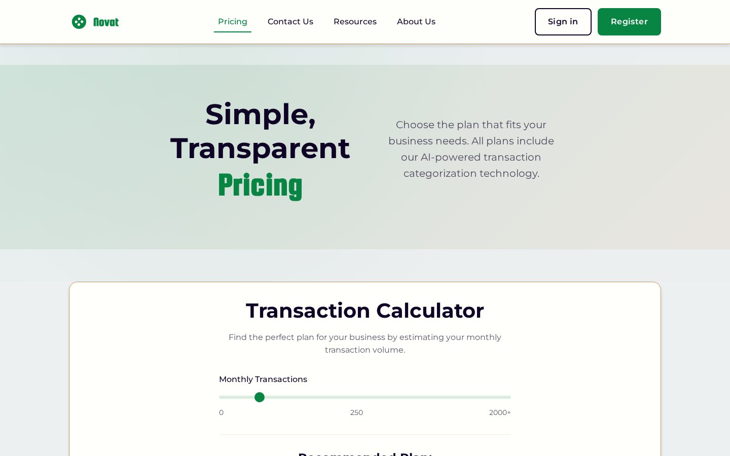 Novat Pricing