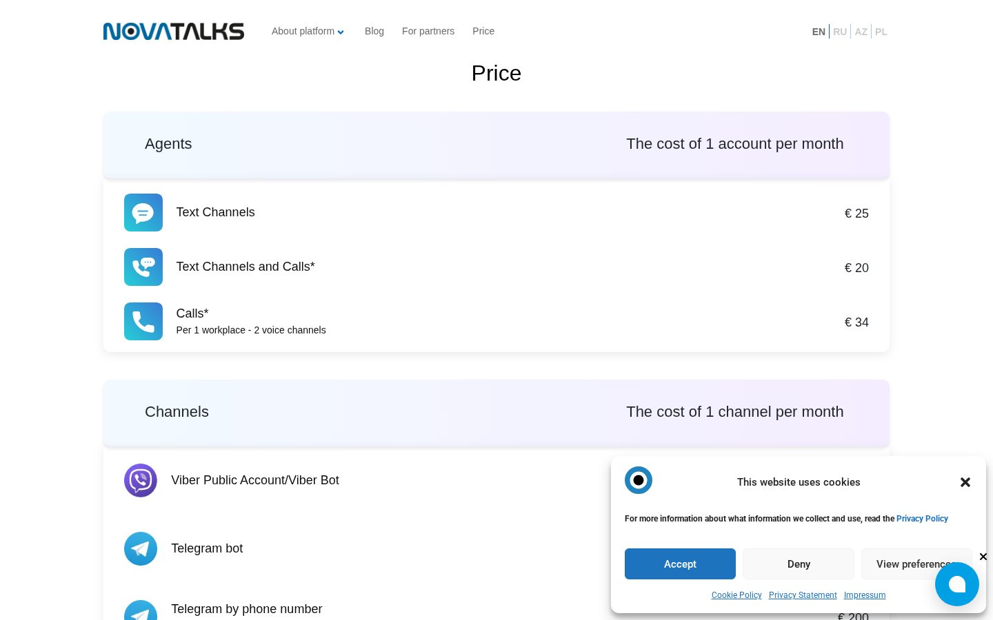 NovaTalks Pricing