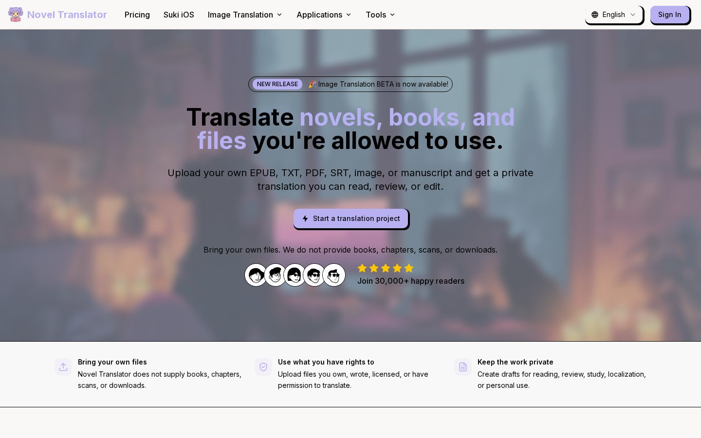 Novel Translator Homepage