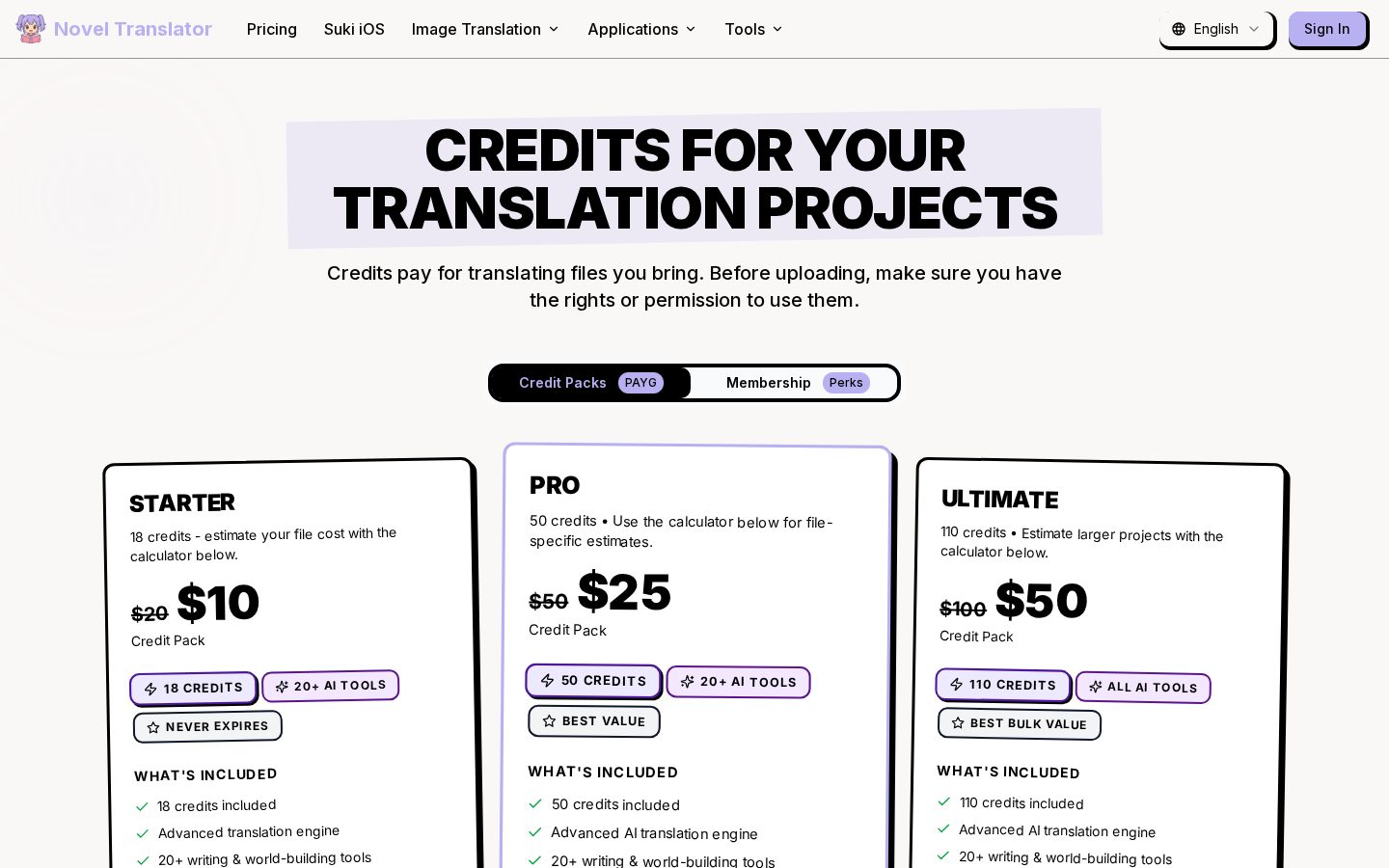 Novel Translator Pricing